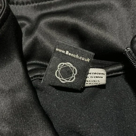 Bench Full Zip Track Jacket Embroidered Spellout Black Grey Zipper Pockets Small - Picture 7 of 13